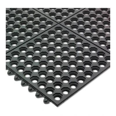 San Jamar KM1140B 3'L x 3'W x 1/2"D Black Kitchen Mat