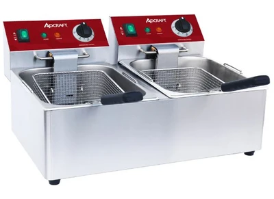Admiral Craft DF6L2S 20 Lbs. Stainless Steel Dual Tank Electric Deep Fryer - 120 Volts
