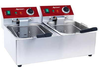 Admiral Craft DF6L2S 20 Lbs. Stainless Steel Dual Tank Electric Deep Fryer - 120 Volts