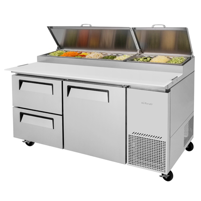 Turbo Air TPR-67SD-D2-N Super Deluxe Pizza Prep Table two-Section 20.0 cu. ft