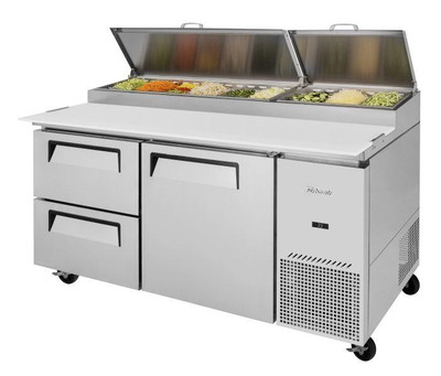 Turbo Air TPR-67SD-D2-N Super Deluxe Pizza Prep Table two-Section 20.0 cu. ft