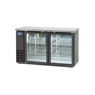 Arctic Air ABB60G 61.13"W Black Stainless Steel Two-Section Glass Door Back Bar Refrigerator