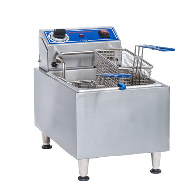 Globe PF10E 10 Lbs. Stainless Steel Electric Countertop Fryer - 120 Volts
