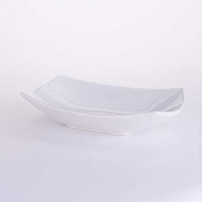 American Metalcraft SQVL914 71 Oz. Ceramic White Rectangular Prestige Squoval Bowl