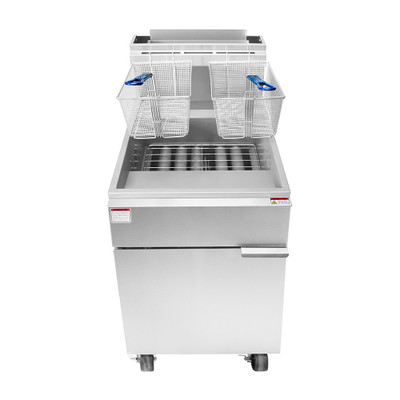 Atosa ATFS-75ES 75 Lbs. All Stainless Steel Floor Model Natural Gas Deep Fryer - 110,000 BTU