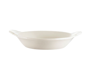 CAC China EGD-10 12 Oz. Bone White Ceramic Oval Egg Dish (2 Dozen Per Case)