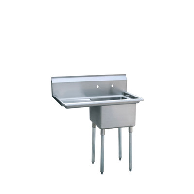 Atosa MRSA-1-L 39" W 18 Ga. Stainless Steel 1-Compartment with 18" Left Drainboard MixRite Sink