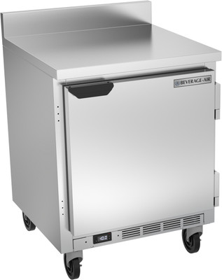 Beverage Air WTF27HC-FIP 27"W One Door Stainless Steel Worktop Freezer With 4" Foamed-In Place Backsplash