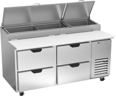 Beverage Air DPD67HC-4 67" W Two-Section Pizza Top Refrigerated Counter