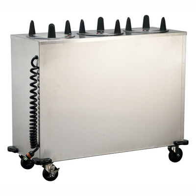 Lakeside 6309 Easy-Glide 9.13" Dia. Round Stainless Steel 3-Tube Cabinet Heated Mobile Dish Dispenser