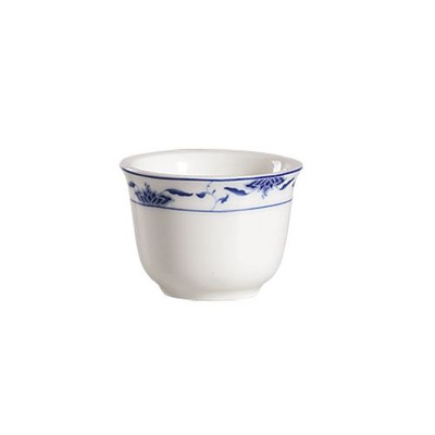 CAC China 103-55 5 Oz. Bone White Porcelain Round Blue Lotus Chinese Style Tea Cup (6 Dozen Per Case)