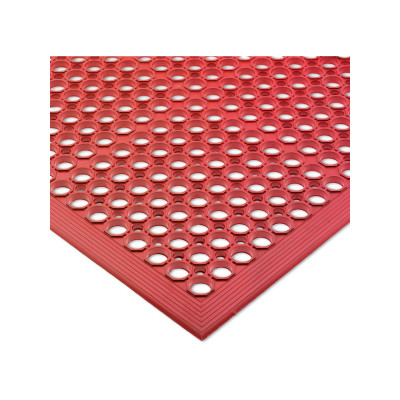 San Jamar KM1200B 3'L x 5'W x 1/2"D Red Kitchen Mat
