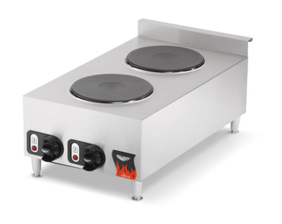 Vollrath 40739 15" W x 12.38" H x 28" D Stainless Steel with (2) Solid Plate Burners Electric Hotplate - 208/240V