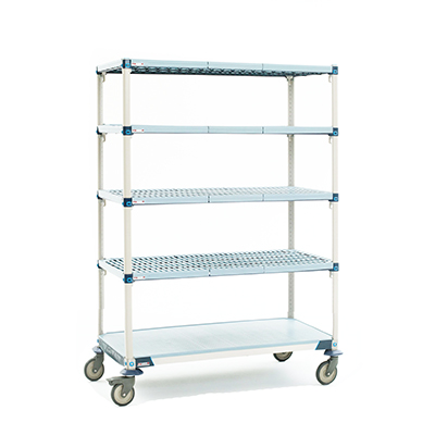 Metro 5Q367EG3 Metromax Q Mobile Shelving Unit 60"W (4) Open Grid Shelves With Epoxy Coated Steel Frames