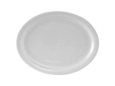 Tuxton CLH-114 Porcelain Porcelain White Oval Platter (1 Dozen)