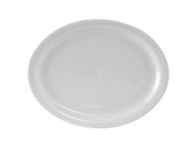 Tuxton CLH-114 Porcelain Porcelain White Oval Platter (1 Dozen)