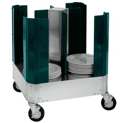 Cres Cor 50113180 13" Dia. Dish Size Aluminum Poker Chip Style Dish Dolly with 4 Section Platform