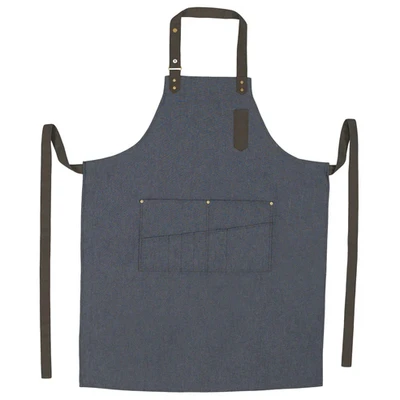 Winco BA-3327B Blue Bib Apron - 33-1/2"L x 27"W