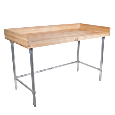 John Boos DNB15 Baker's Top 72"W x 36"D x 39-1/4"H 1-3/4" thick Top with 4" Coved Riser on Back &amp; Both Ends Work Table