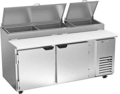 Beverage Air DP72HC 72" W Two-Section Two Door Two Door Pizza Top Refrigerated Counter