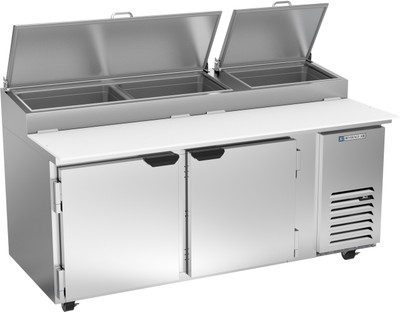 Beverage Air DP72HC 72" W Two-Section Two Door Two Door Pizza Top Refrigerated Counter