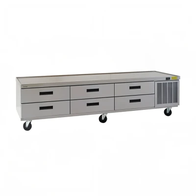 Delfield F2999CP 99-1/4"W Three-Section Six Drawer Refrigerated Low-Profile Equipment Stand