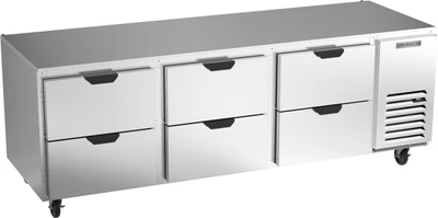 Beverage Air UCRD93AHC-6 93"W Three-Section Reach-In Undercounter Refrigerator