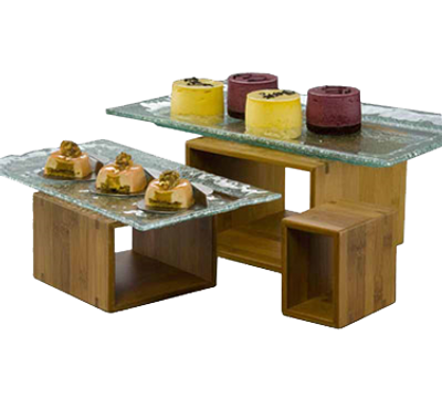 American Metalcraft BAMRD2 5" Sq. x 2.5" H Bamboo Wood Frame Riser Set