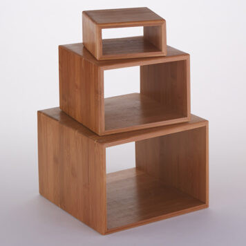 American Metalcraft BAMRD2 5" Sq. x 2.5" H Bamboo Wood Frame Riser Set