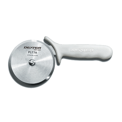 Dexter 18013 5&quot; High Carbon Steel Pizza Cutter Polypropylene White Handle