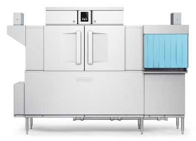 Hobart CL86C-DWR+BUILDUP Low Temp Conveyor Dishwasher With Booster Heater 0.39 Gallon and Rack Stainless Steel Enclosure Panels