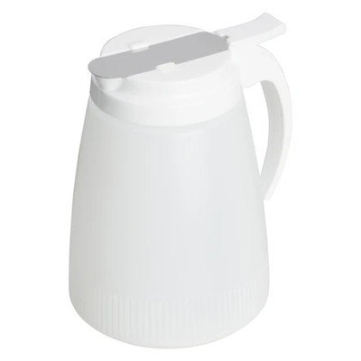 Winco PSUD-32 32 Oz. White Plastic Syrup Dispenser with Lid