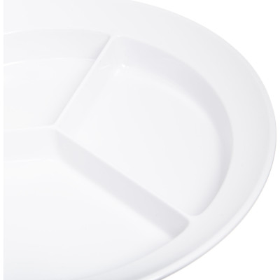 Carlisle KL20302 8 3/4" Dia. Plastic White Round Kingline 3-Compartment Plate