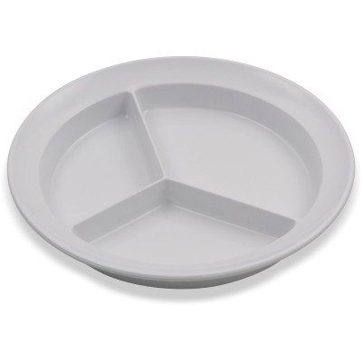 Carlisle KL20302 8 3/4" Dia. Plastic White Round Kingline 3-Compartment Plate