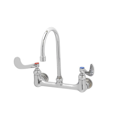 T&S Brass B-0330-04 Surgical Sink Mixing Faucet wall mount 8" adjustable centers quarter-turn Eterna cartridges with spring checks