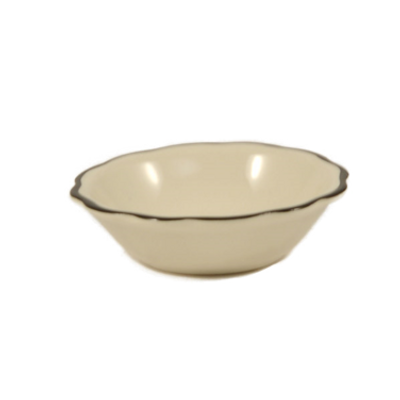 CAC China SC-11B 5 Oz. Black Band and American White Ceramic Round Seville Fruit Dish (3 Dozen Per Case)