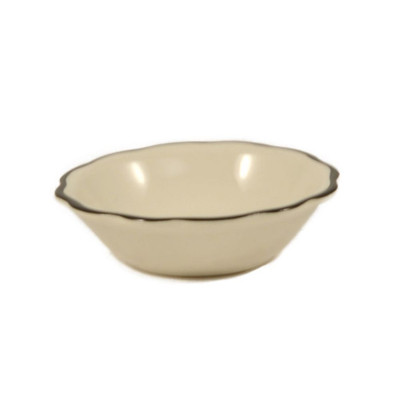 CAC China SC-11B 5 Oz. Black Band and American White Ceramic Round Seville Fruit Dish (3 Dozen Per Case)