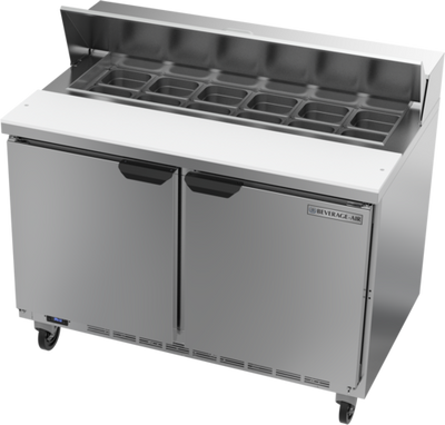 Beverage Air SPE48HC-12 48" W Two-Section Two Door Sandwich Top Refrigerated Counter