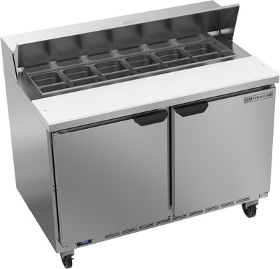 Beverage Air SPE48HC-12 48" W Two-Section Two Door Sandwich Top Refrigerated Counter