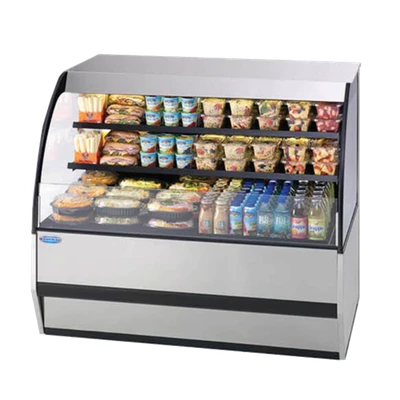 Federal Industries SSRVS5942 59" W Black Specialty Display Versatile Service Top Over Refrigerated Self-Serve Deli Merchandiser - 230 Volts
