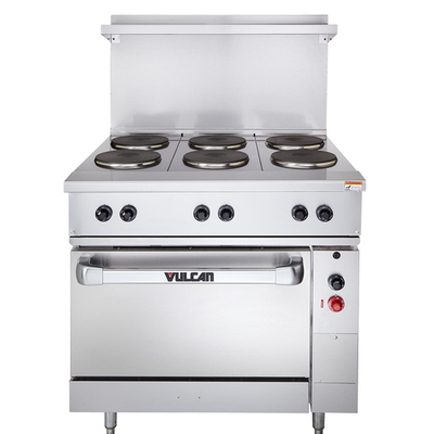 Vulcan EV36S-4FP12G480 36" W Stainless Steel Electric French Hotplates Restaurant Range - 480 Volts