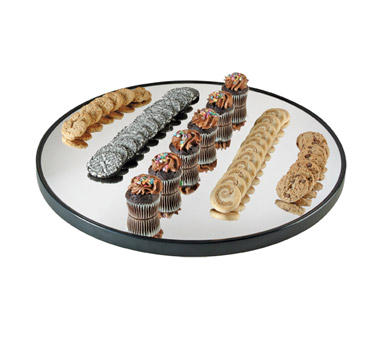 Cal-Mil RR240
 24"
 Glass
 Black
 Round
 Gourmet Display Mirror Tray