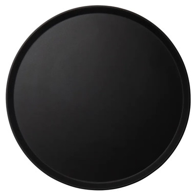 Cambro 1950CT110 19.44" Dia. Fiberglass Black Satin Round Camtread Serving Tray - 12/Case