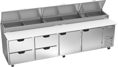 Beverage Air DPD119HC-4 119" W Four-Section Two Door Two Door Pizza Top Refrigerated Counter