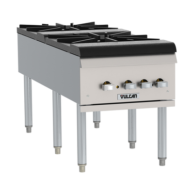 Vulcan VSP200F Natural Gas 2 Cast Iron Two-Ring Burners Stock Pot Range - 220,000 BTU
