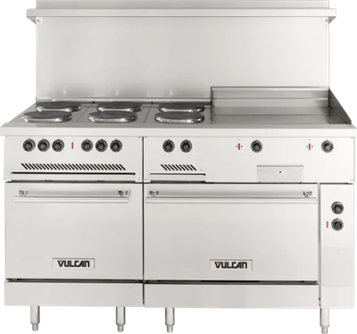 Vulcan EV60SS-6FP24G208 60" W Round Stainless Steel Electric Restaurant Range - 208 Volts