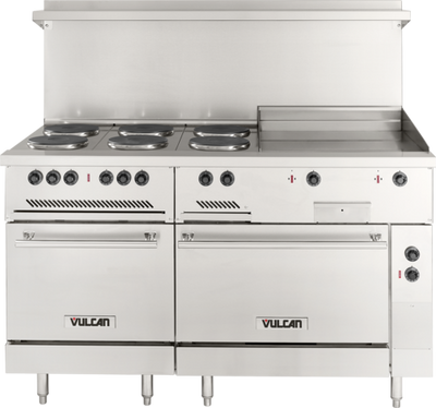 Vulcan EV60SS-6FP24G208 60" W Round Stainless Steel Electric Restaurant Range - 208 Volts
