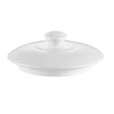 CAC China HMY-122-LID 4.25" Dia. Super White Porcelain Round Harmony Lid Only (3 Dozen Per Case)