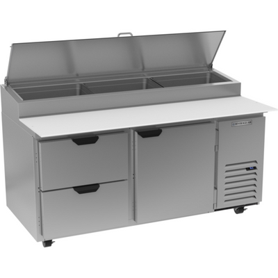 Beverage Air DPD67HC-2 67" W Two-Section One Door One Door Pizza Top Refrigerated Counter
