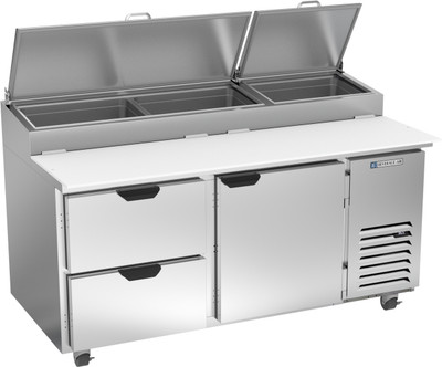 Beverage Air DPD67HC-2 67" W Two-Section One Door One Door Pizza Top Refrigerated Counter